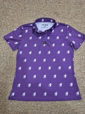 Full Wedge Purple Printed Womens Polo Golf Shirt Size Medium NWOT
